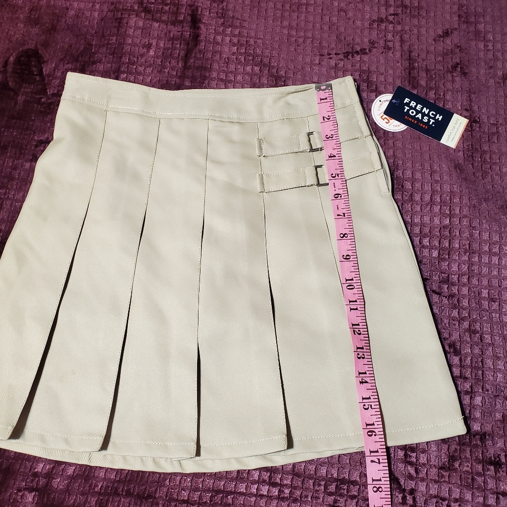 French Toast Girl's Khaki Uniform Pleated Scooter Skirt Adjustable Waist Size12 - Picture 5 of 8